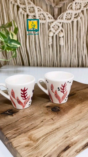 خرید آنلاین کاپ قهوه سرامیکی دست ساز طرح جلبک دریایی صورتی  با بهترین قیمت | ارسال فوری