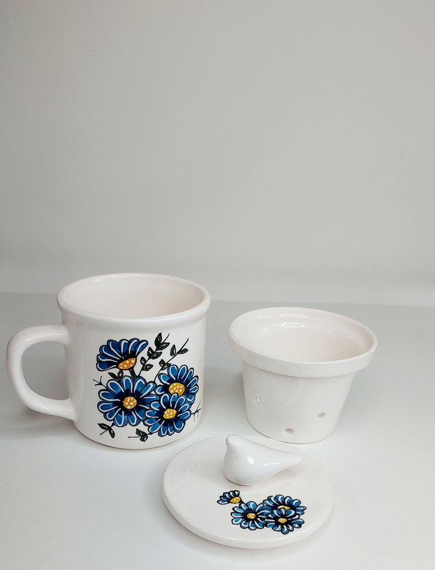 دمنوش خوری دست ساز سرامیکی طرح بابونه با بهترین قیمت | ارسال فوری