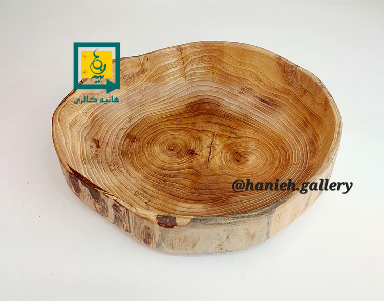 خرید ظرف میوه و آجیل خوری چوبی دست ساز جنس درخت گردو 7*24*26z