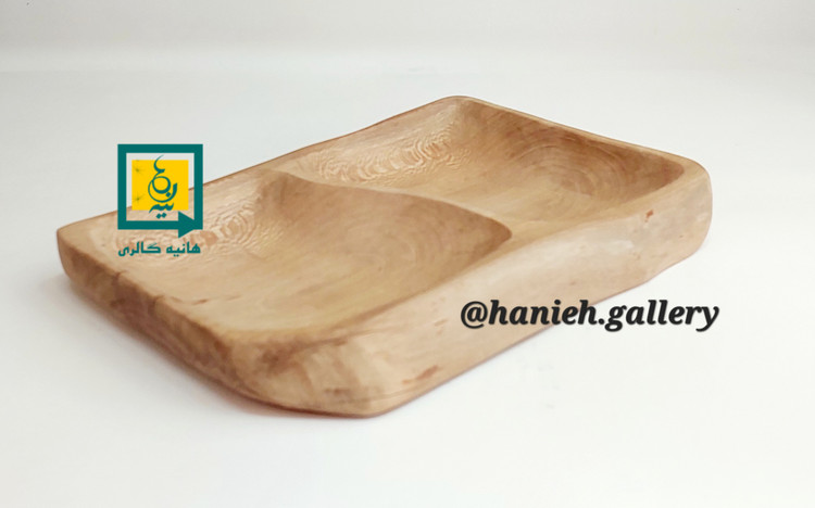 اردوخوری چوبی دوخونه - دست ساز - سایز 27*17 جنس چوب چنار