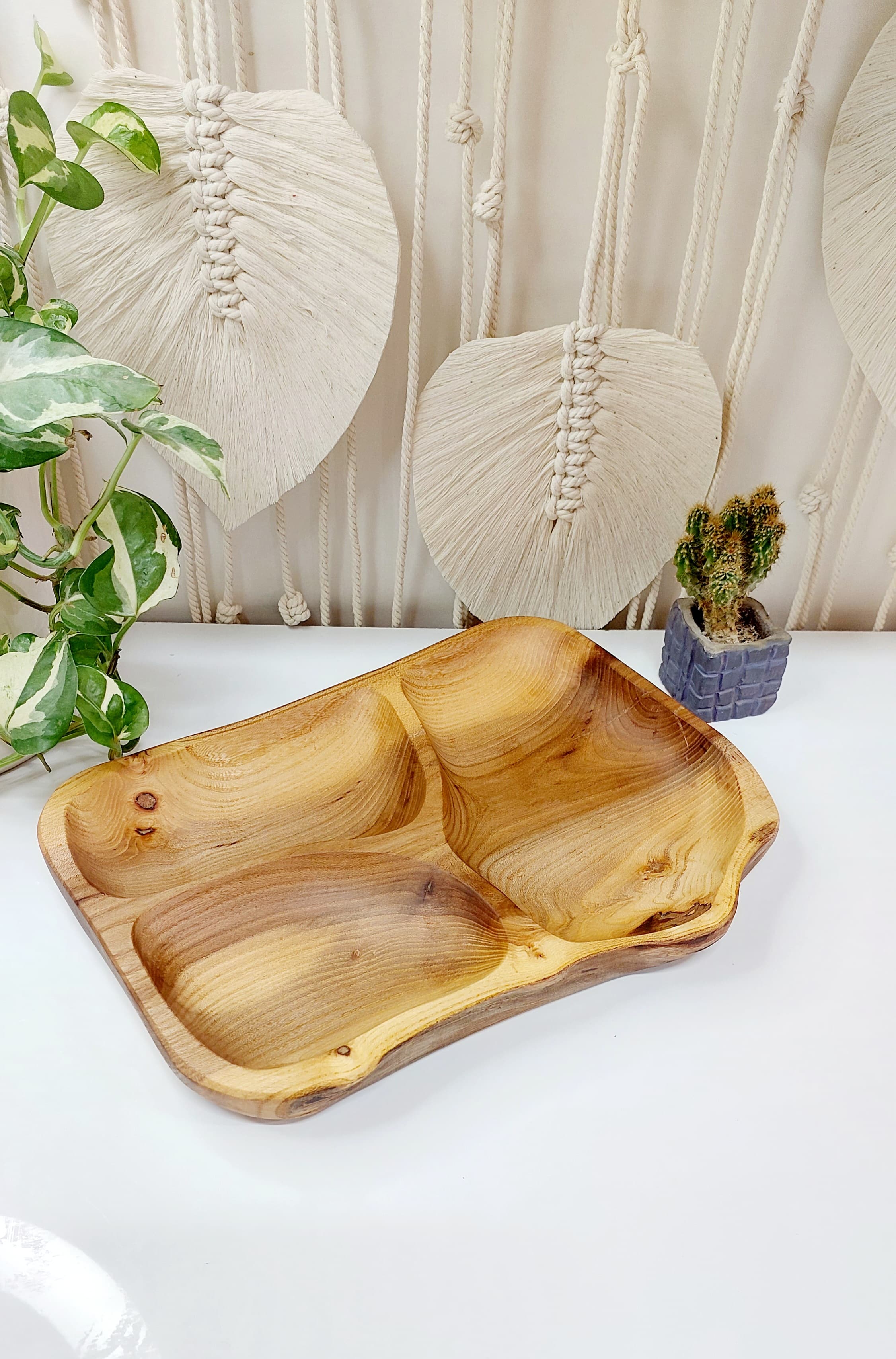 اردو خوری سه خونه چوبی دست ساز جنس درخت اوجا 23*30  ، جهیزیه عروس