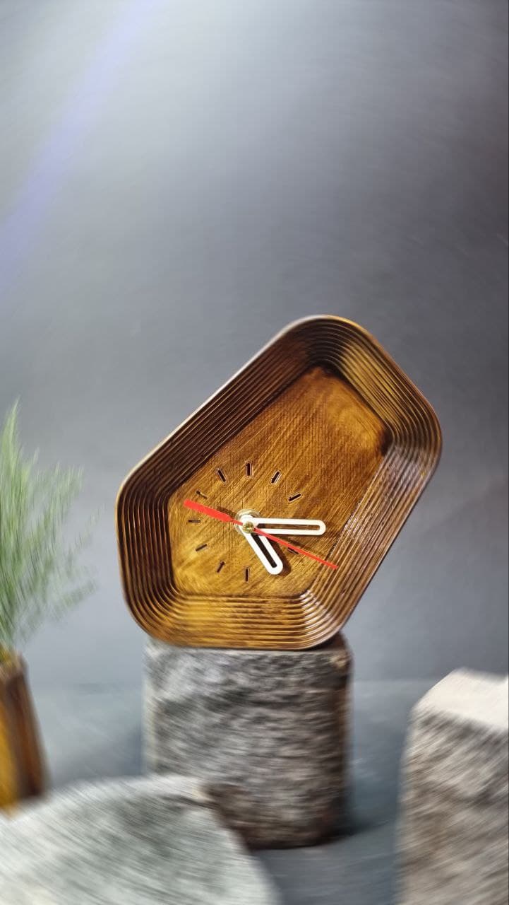 خرید آنلاین ساعت سنگ مصنوعی دفرمه دست ساز طرح چوب با بهترین قیمت | ارسال فوری