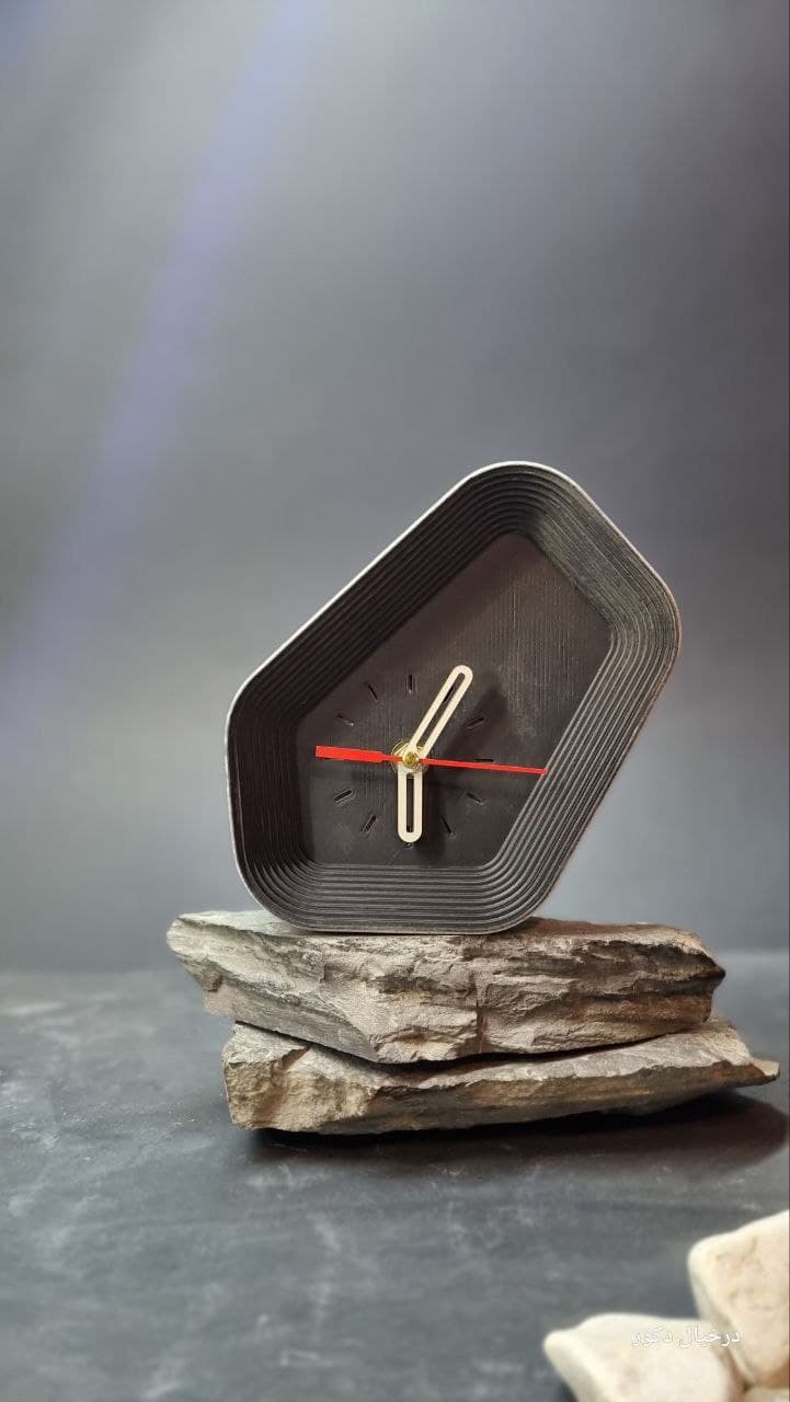 خرید آنلاین ساعت سنگ مصنوعی دفرمه دست ساز مشکی مات ارتفاع 17 سانت با بهترین قیمت | ارسال فوری