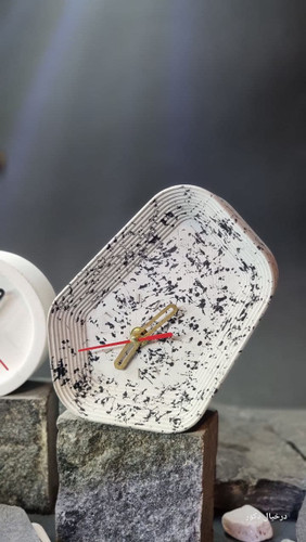 خرید آنلاین ساعت سنگ مصنوعی دفرمه دست ساز ماربل شیت زمینه سفید با بهترین قیمت | ارسال فوری