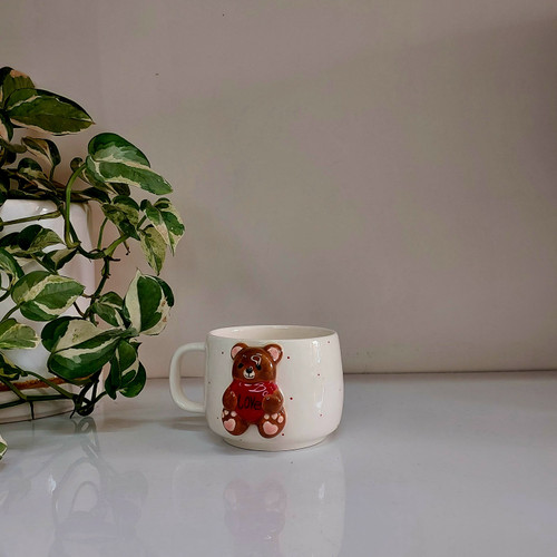 خرید آنلاین ماگ خرسی مینیمال ولنتاینی سرامیکی دست ساز با بهترین قیمت | ارسال فوری