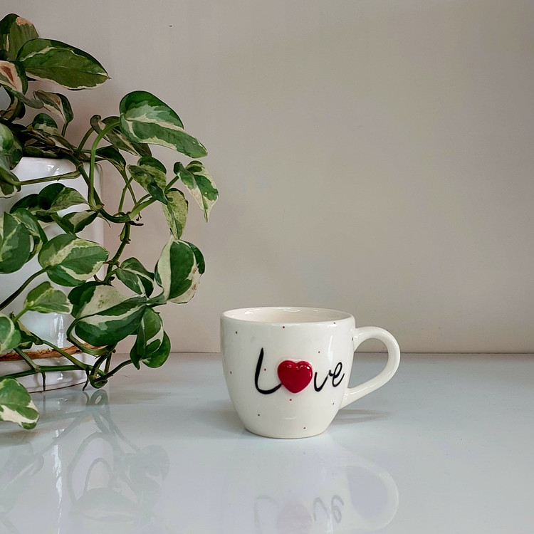 خرید آنلاین فنجان ولنتاینی طرح قلب دست ساز سرامیکی با بهترین قیمت | ارسال فوری